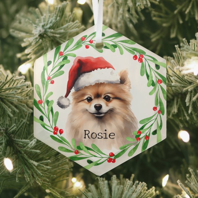 Weihnachts-Hund Spitz Urlaub Haustier Ornament Aus Glas (Insitu)