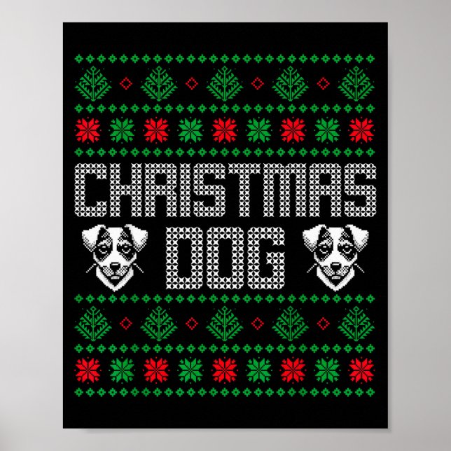 Weihnachts-Hund-Vater Pullover Jack Russell Pyjama Poster (Vorne)