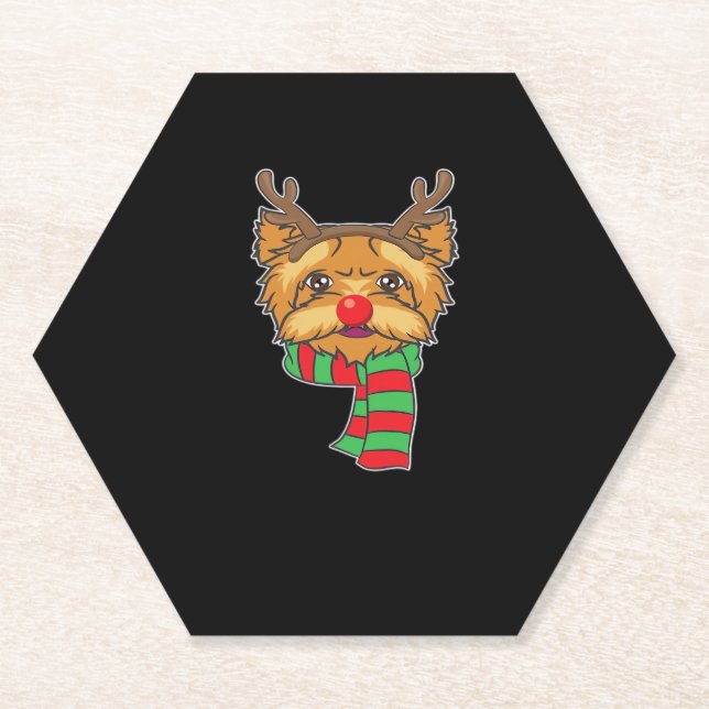 Weihnachts-Hund Xmas Reindeer Yorkshire Holida Untersetzer (Vorderseite)