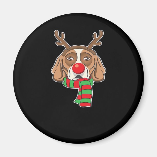 Weihnachts-Hund Xmas Rentier Beagle Holiday G Magnet (Vorne)