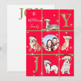 Weihnachts-Hunde Foto Spaß Red Holiday Card Feiertagskarte