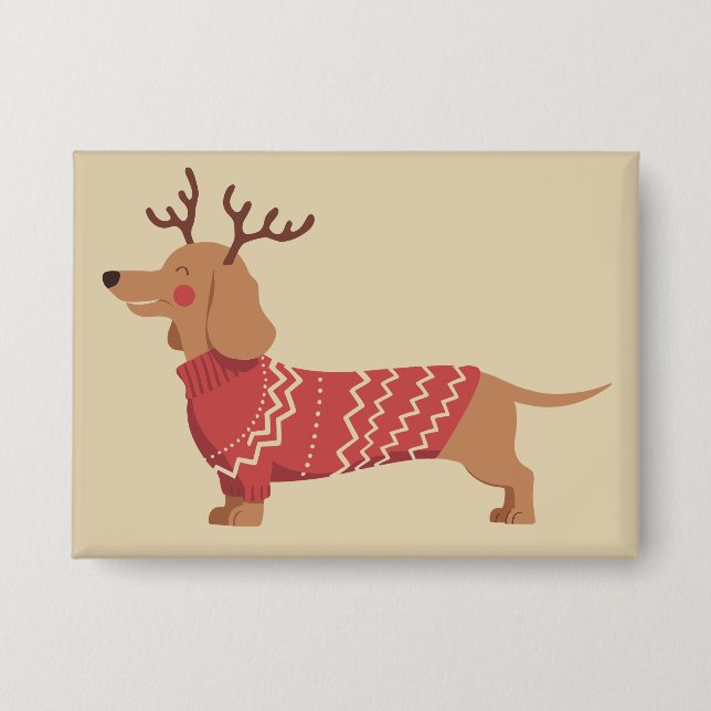 Weihnachts-Hundebesitzer Dackel Geschenk Weihnacht Button (Vorderseite)