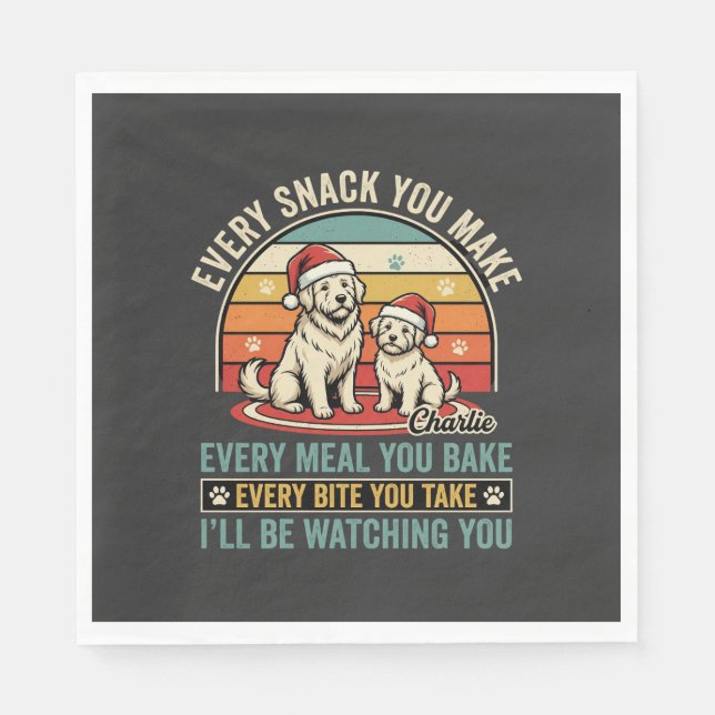 Weihnachts-Hundefreunde Snack beobachten Serviette (Vorderseite)