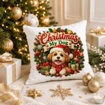 Weihnachts-Hundemutter-Festtag-Rot-Grün-Wurfkissen