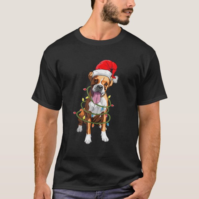 Weihnachts-Hundeshirt Boxer Pajama Men Wom T-Shirt (Vorderseite)