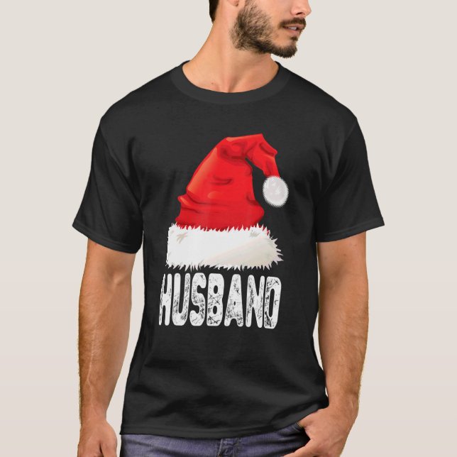 Weihnachts-Husdand-Weihnachtsmannmütze Weihnachten T-Shirt (Vorderseite)