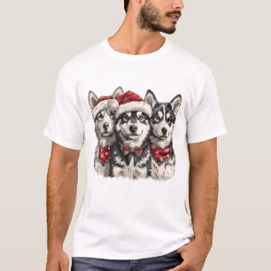 Weihnachts-Husky-Hunde T-Shirt
