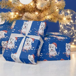 Weihnachts-Husky mit Weihnachtsmannmütze-Umschlagp Geschenkpapier