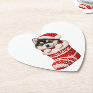 Weihnachts-Husky-Welpe Untersetzer