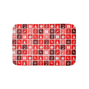 Weihnachts Icon Red Squares Holiday Art Classic Badematte