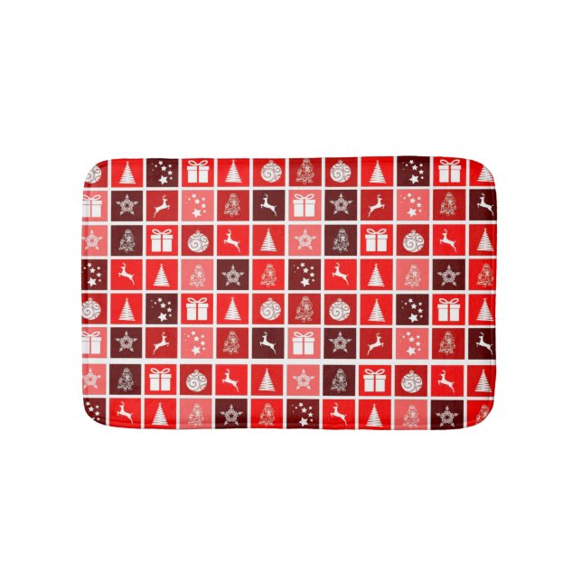 Weihnachts Icon Red Squares Holiday Art Classic Badematte (Vorderseite)