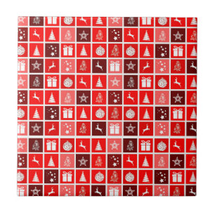 Weihnachts Icon Red Squares Holiday Art Classic Fliese