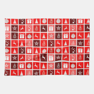 Weihnachts Icon Red Squares Holiday Art Classic Geschirrtuch