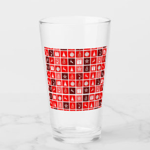Weihnachts Icon Red Squares Holiday Art Classic Glas
