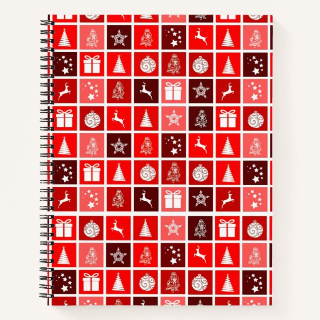 Weihnachts Icon Red Squares Holiday Art Classic Notizbuch (Vorderseite)