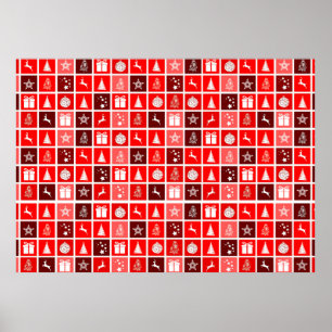 Weihnachts Icon Red Squares Holiday Art Classic Poster