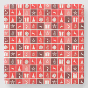 Weihnachts Icon Red Squares Holiday Art Classic Steinuntersetzer