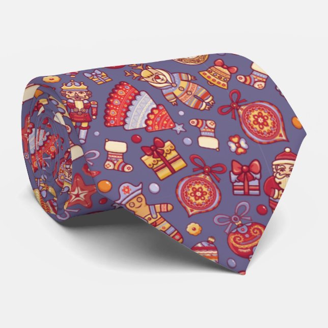 Weihnachts-Icons Design Feeling Nutcracker Santa Krawatte (Gerollt)