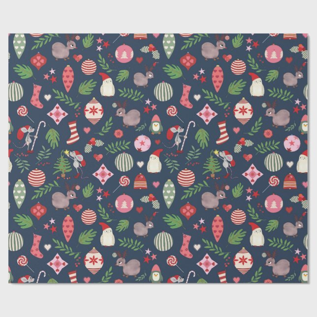Weihnachts-Icons-Wrap-Papier  Geschenkpapier (Flach)