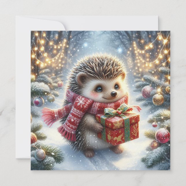 Weihnachts-Igel-Grußkarte Feiertagskarte (Vorderseite)