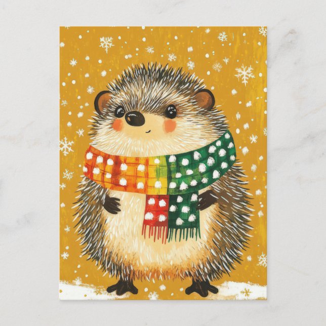 Weihnachts-Igel-Grußkarte Postkarte (Vorderseite)