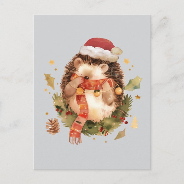 Weihnachts-Igel Postkarte (Vorderseite)