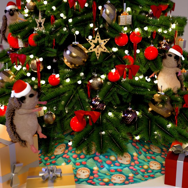 Weihnachts-Igel Whimsical Polyester Weihnachtsbaumdecke (Von Creator hochgeladen)