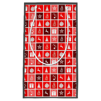 Weihnachts-Ikone rote Quadrate Holiday Art Klassik Kleine Geschenktüte