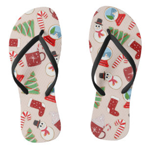 Weihnachts-Illustrationsmuster Flip Flops