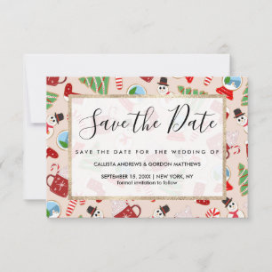 Weihnachts-Illustrationsmuster Save The Date