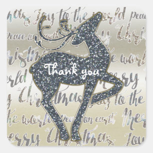 Weihnachts-Imitate Glitzer Reindeer Holiday Favor Quadratischer Aufkleber