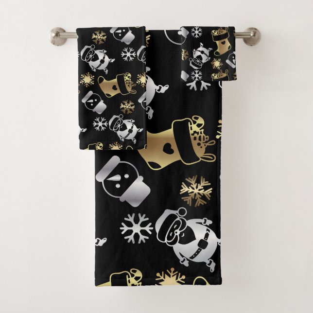 Weihnachts-Imitate Gold und Silber Muster Badhandtuch Set (Insitu)