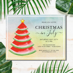Weihnachts-in-Juli-Party Wassermelone Einladungspostkarte