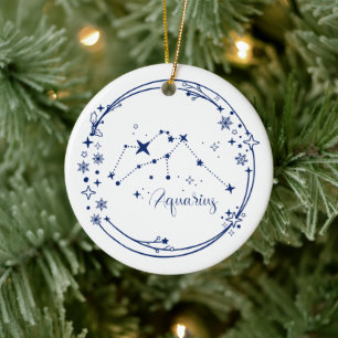 Weihnachts-Individuelle Name Aquarius Zodiac Sign  Keramik Ornament