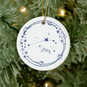 Weihnachts-Individuelle Name Aries Zodiac Sign Sta Keramik Ornament