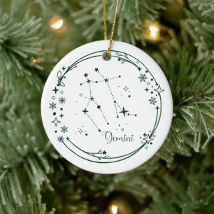 Weihnachts-Individuelle Name Gemini Zodiac Sign Gr Keramik Ornament
