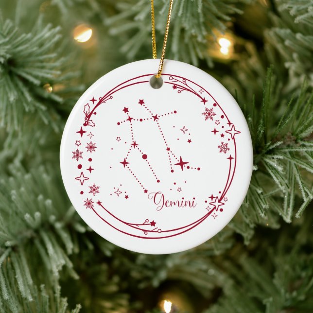 Weihnachts-Individuelle Name Gemini Zodiac Sign St Keramik Ornament (Baum)