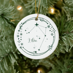 Weihnachts-Individuelle Name Libra Zodiac Sign Gre Keramik Ornament
