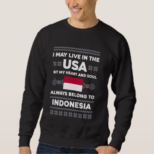 Weihnachts-Indonesien Flag Zitat Ugly Sweater Long Sweatshirt