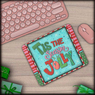Weihnachts-Inspirivity Hand schrieb Jolly Red Gree Mousepad