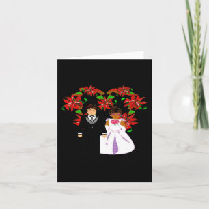 Weihnachts-Interracial Wedple-Herzkranz Feiertagskarte