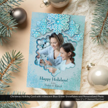 Weihnachts Iridescent Blue Snowflake Foto