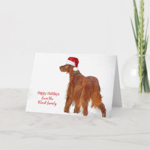 Weihnachts-Irish Setter in Schneeflocken Karte