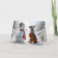 Weihnachts-Irish-Setter mit Schneemann
