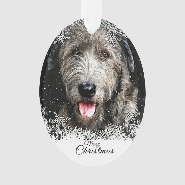 Weihnachts Irish Wolfhound Acrylschmuck Ornament (Vorderseite)
