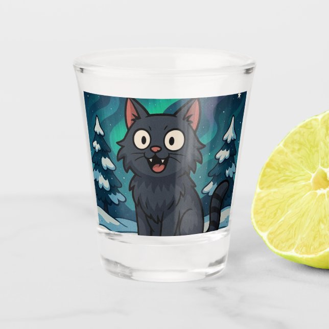 Weihnachts-Isländische Julkatze Schnapsglas (Vorderseite)