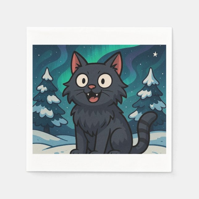 Weihnachts-Isländische Julkatze Serviette (Vorderseite)