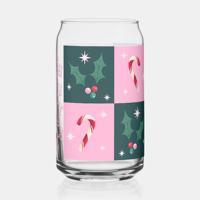 Weihnachts-Ivy, Candy Cane mit Sternen-Checkerboar Dosenglas (Vorderseite)