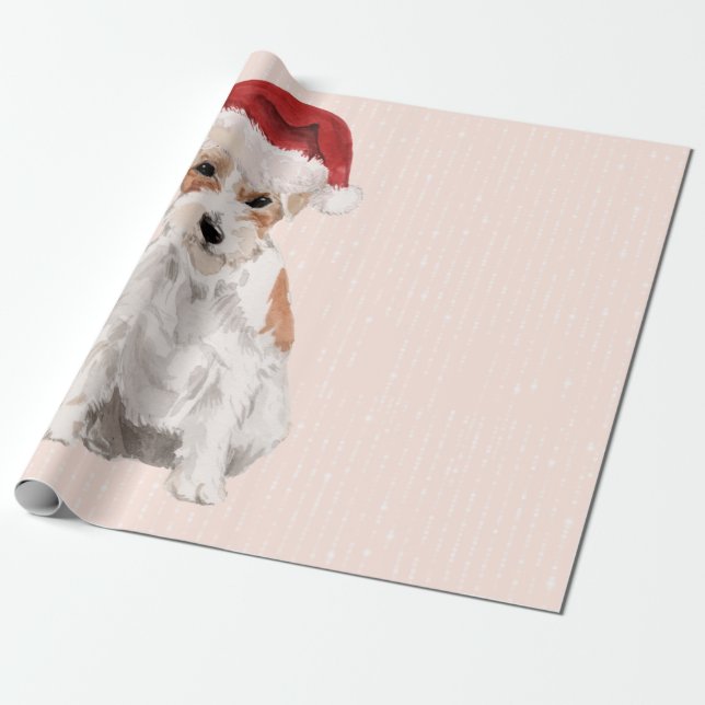 Weihnachts-Jack Russell Dog Weihnachtsmannmütze Geschenkpapier (Ungerollt)