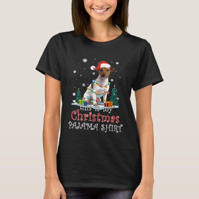 Weihnachts-Jack Russell Terrier Pajama Lights Funn T-Shirt (Vorderseite)